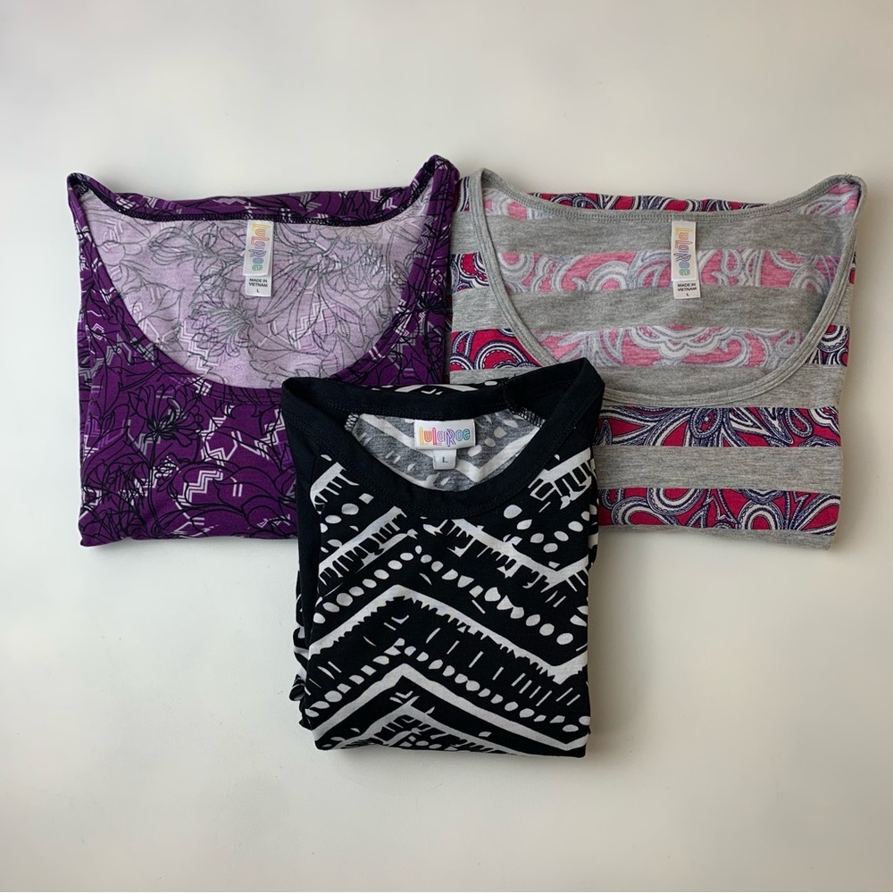 LuLaRoe Lot of 3 Simply Comfortable Womens Tops Size L